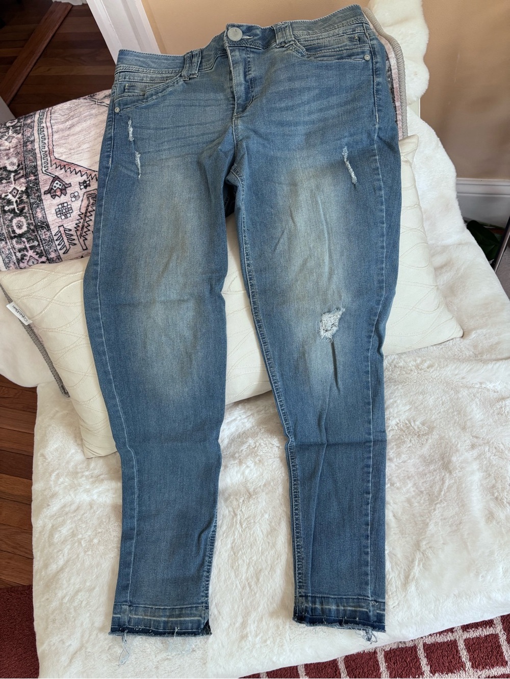 Democracy Light-Mid Wash Distressed Skinny-ish Jeans